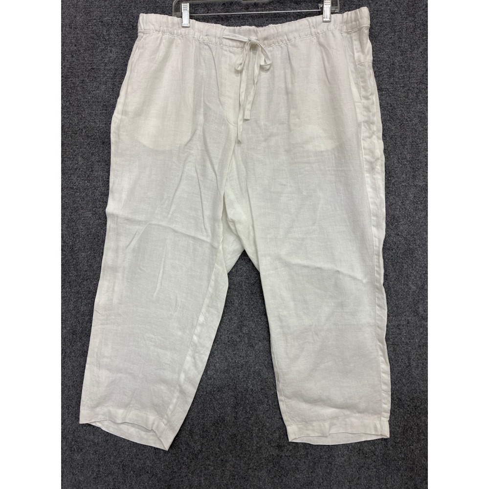 J. Jill Pure Jill Linen Pants White Plus Size 2X Drawstring Elastic Waist New
